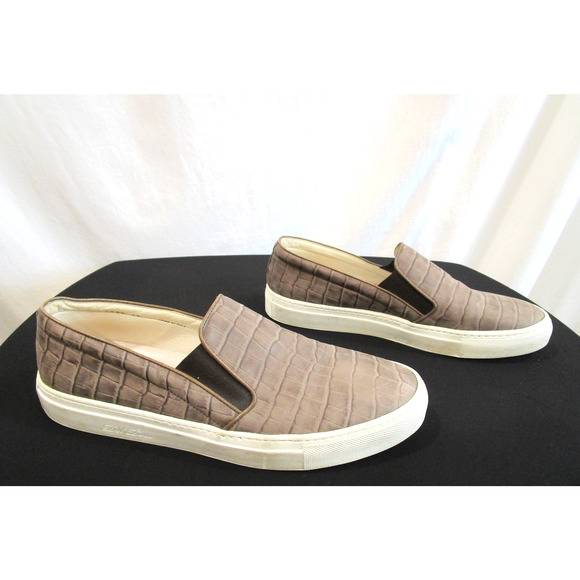 EUC! Del Toro Italy Taupe Brown Croco Embossed Leather Slip On Shoes Men Sz 10 main image 5